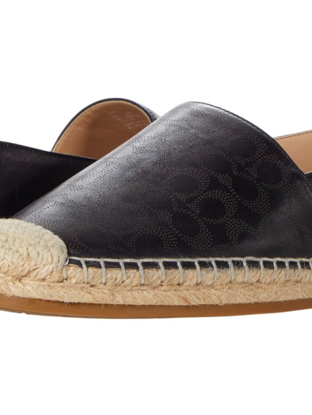 Coach Carley Espadrille Leather Black Women Size 9.5 Designer Slip On Flats Shoe